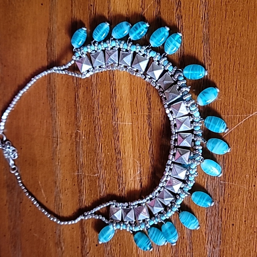 Turquoise and Silver Studded Choker